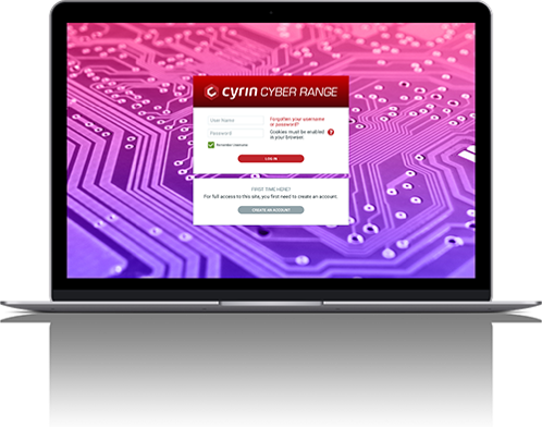 Laptop with CYRIN login screen